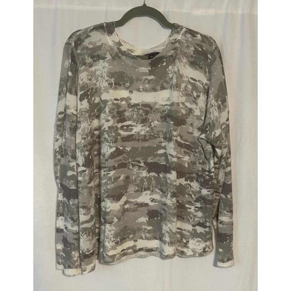 Rock & Republic Neutral Abstract Camo Sweater Lightweight Women's Size XL